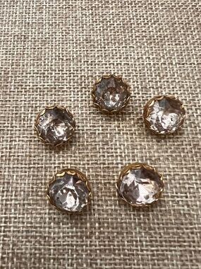 Set of 5 Vintage Gold-Trim Crystal Buttons